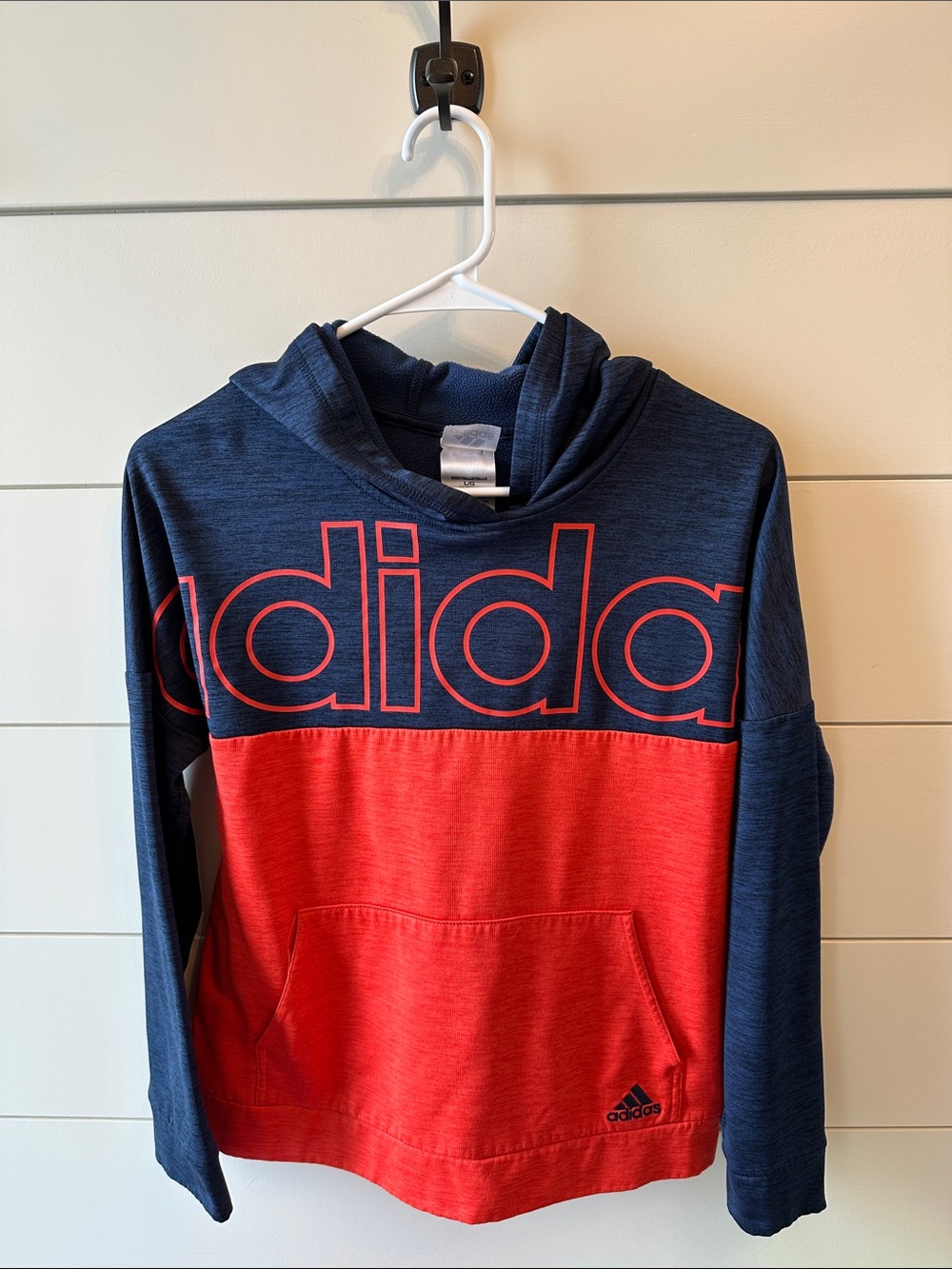 adidas navy and orange hoodie size L 14/16